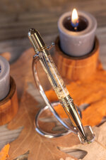 Ballpoint Pen - Finial Twist - Cirque - Buckeye Burl - Gold and Gunmetal - 11.jpg