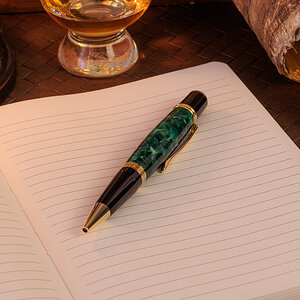 Wall Street III - Large Ballpoint Pen - Forest Green Pebble - Black and Gold - 2.jpg