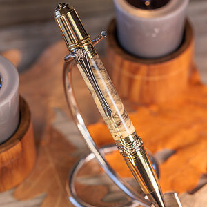 Ballpoint Pen - Finial Twist - Cirque - Buckeye Burl - Gold and Gunmetal - 11.jpg