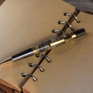 Ballpoint Pen - Twist - Elegant Sierra - Buckeye Burl - Gunmetal and Gold - 2.jpg