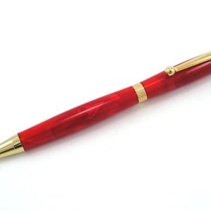 Slimline Pen - Acrylic - Red - Unpainted Tubes