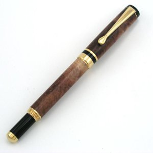 American Style Screw Top Fountain Pen - Red Malle Burl