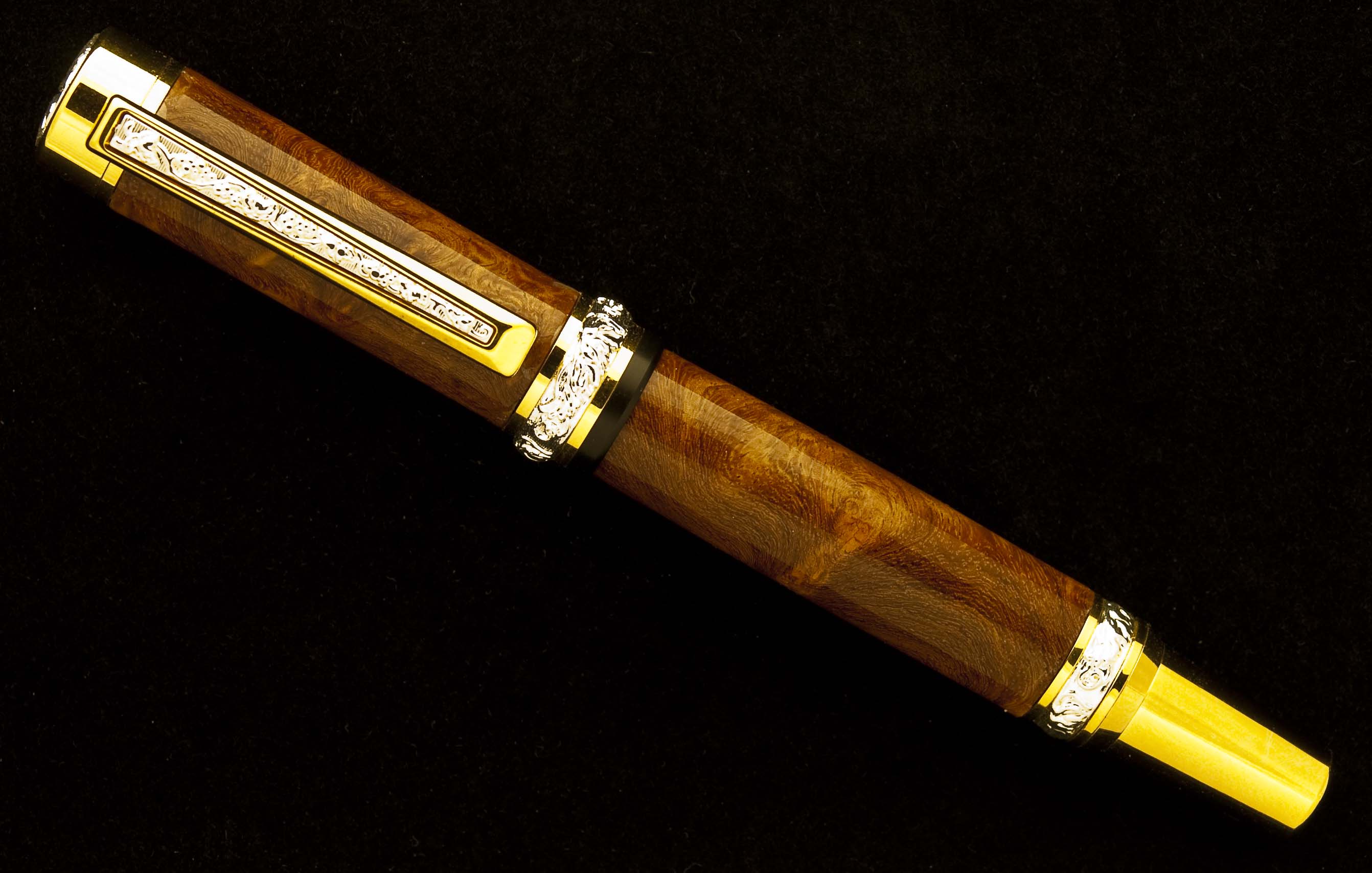 Amboyna Burl on Cambridge Rollerball Pen