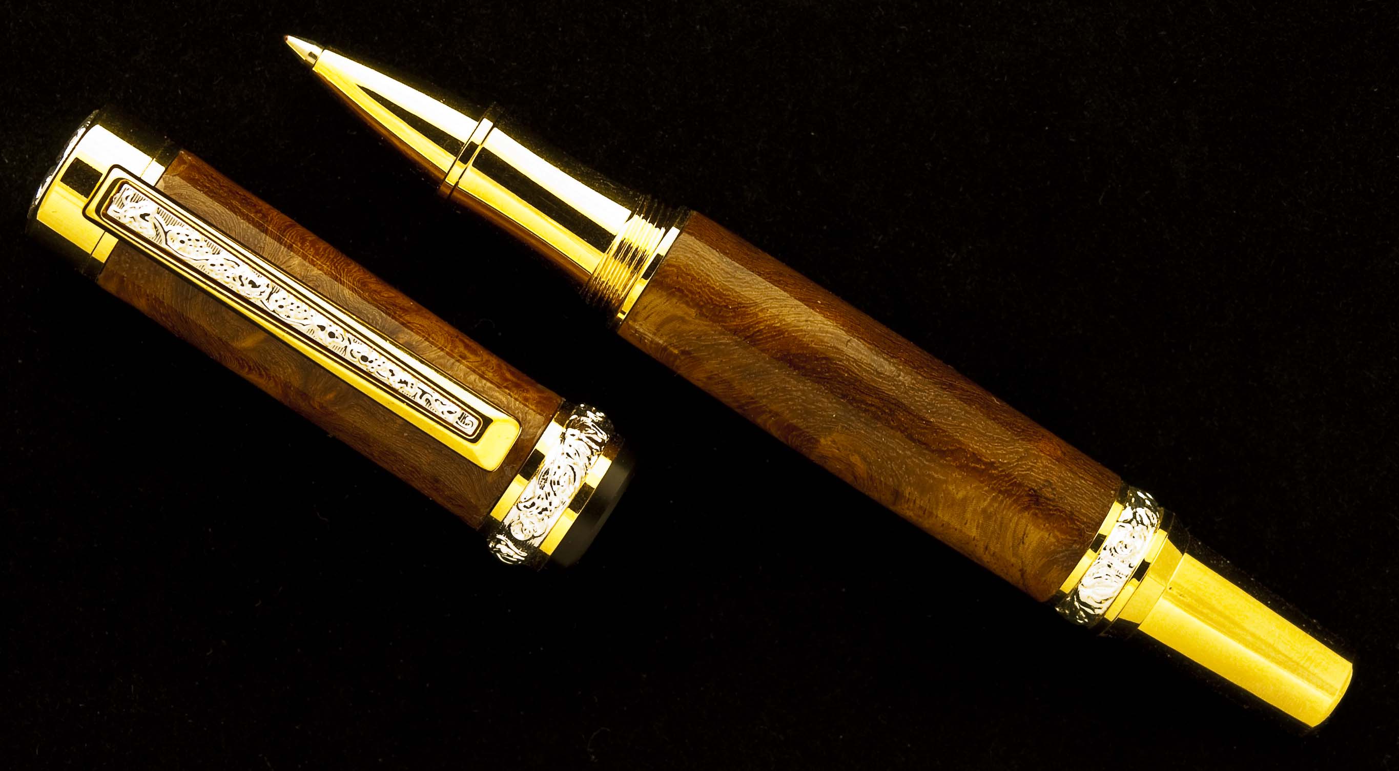 Amboyna Burl on Cambridge Rollerball Pen