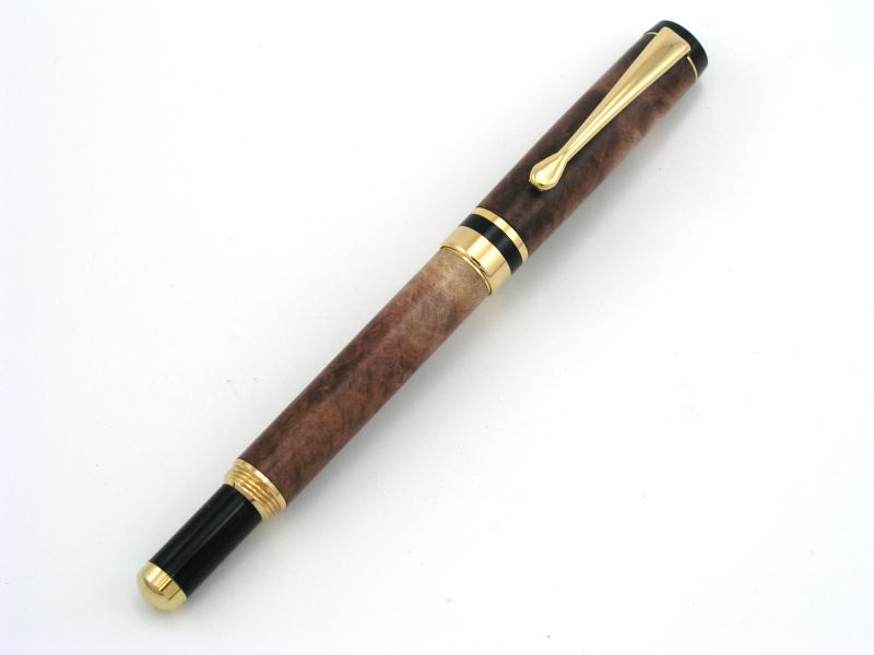 American Style Screw Top Fountain Pen - Red Malle Burl