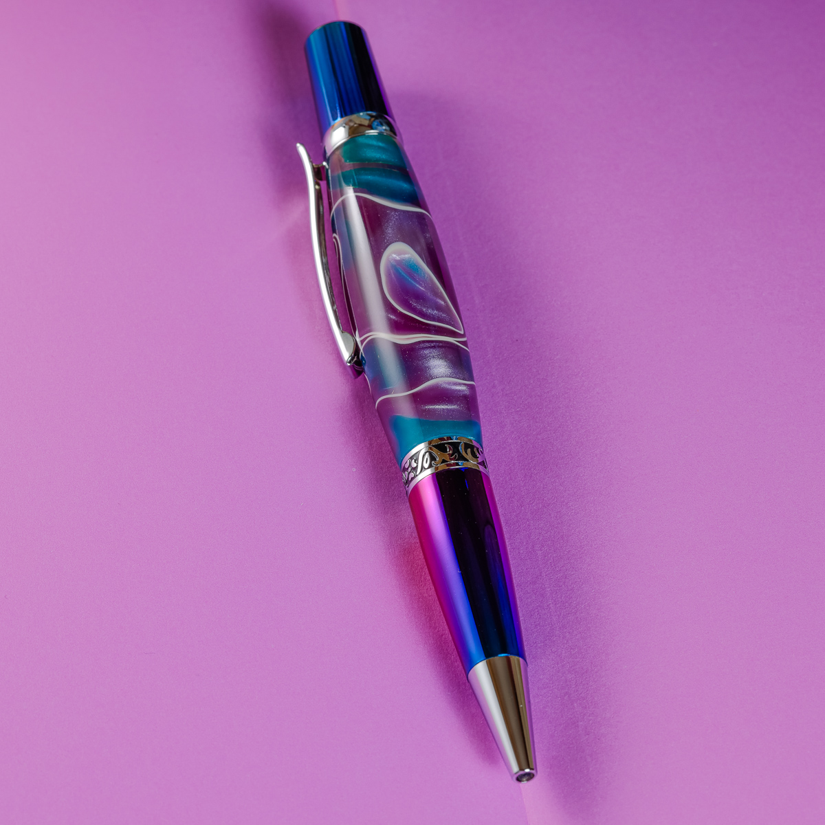 Ballpoint Pen - Wall Street II - Oxydized Bule-Purple, Nebula Swirl, Twist Ballpoint - 3.jpg