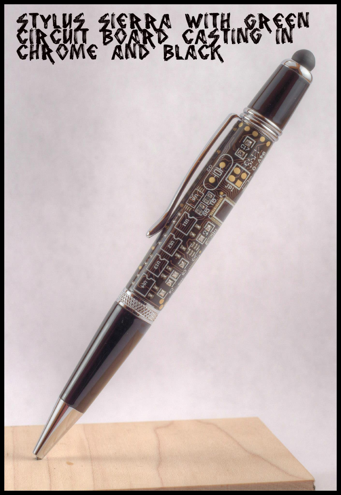 Chrome Sierra Stylus with Black Circuit Board Blank