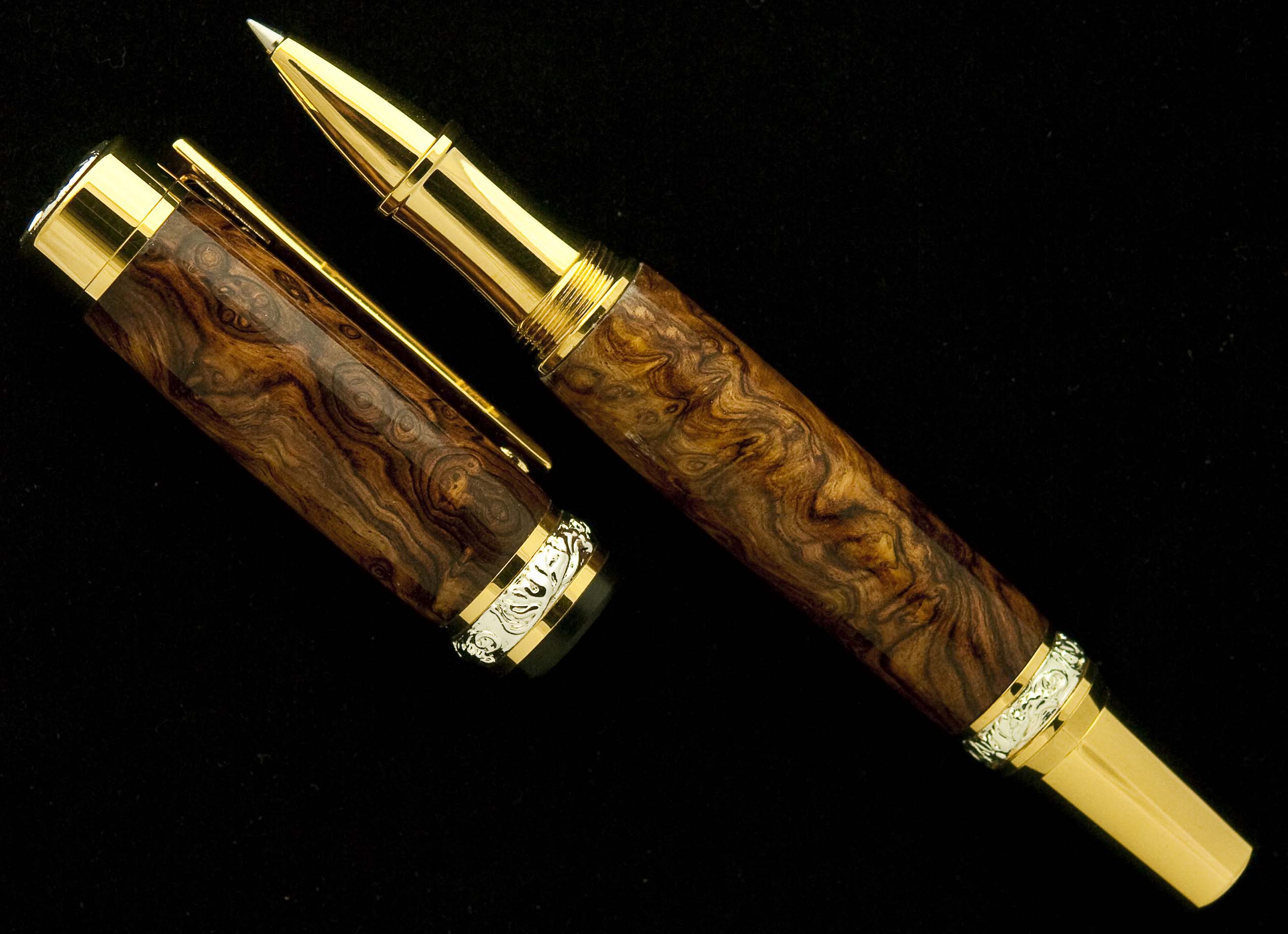 Honduran Rosewood Burl on Cambridge TG/SS Rollerball