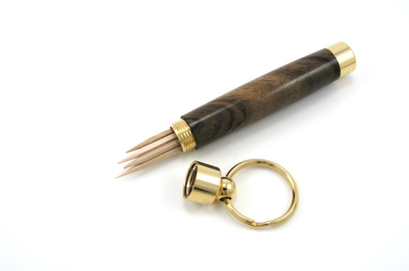 Key-ring Toothpick Holder - Black Walnut