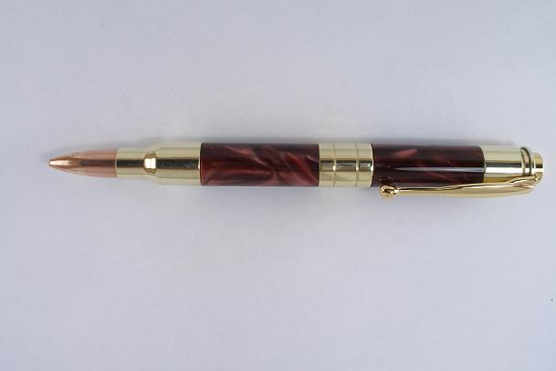 Red and Black Marble cut shell pen