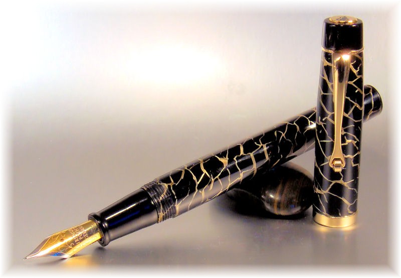 Regal II LE Gold cracked ice celluloid fountain pen