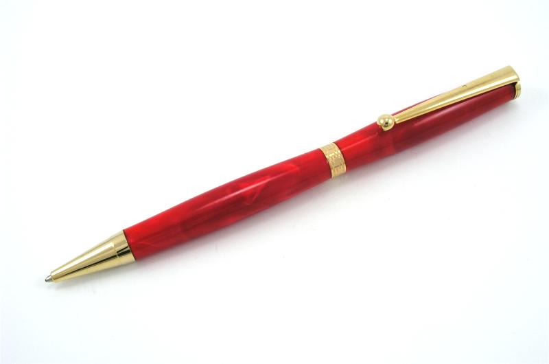 Slimline Pen - Acrylic - Red - Unpainted Tubes