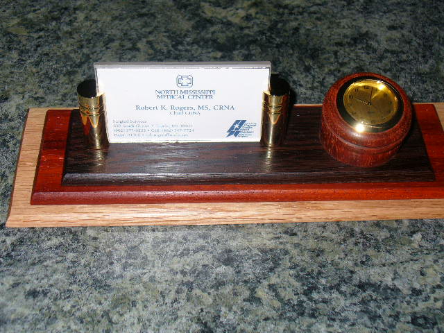 XXX-Desk set in Wenge, Oak, Padauk with desk clock