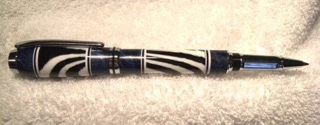 Zebra and Blue Maple Burl Baron Pen